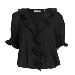 Doen Henri Ruffled Top Black XS NWT